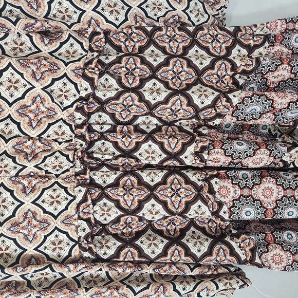 Anthropologie Tan Brown Boho V Neck Dress 100% VISCOSE - Picture 7 of 14